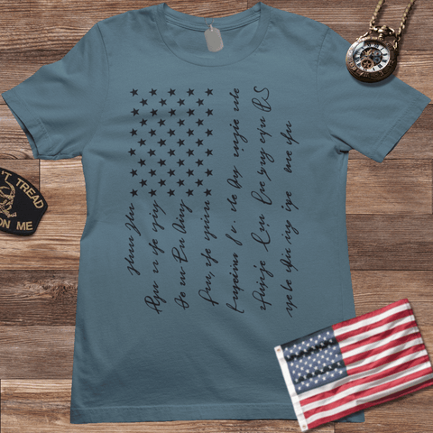 PATRIOTIC SCRIPT T-SHIRT