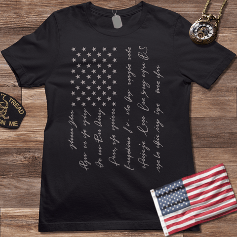 PATRIOTIC SCRIPT T-SHIRT
