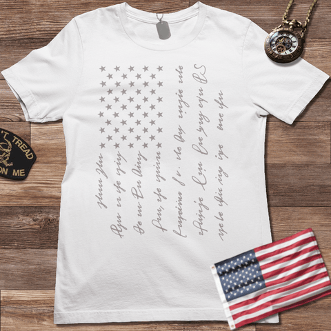 PATRIOTIC SCRIPT T-SHIRT